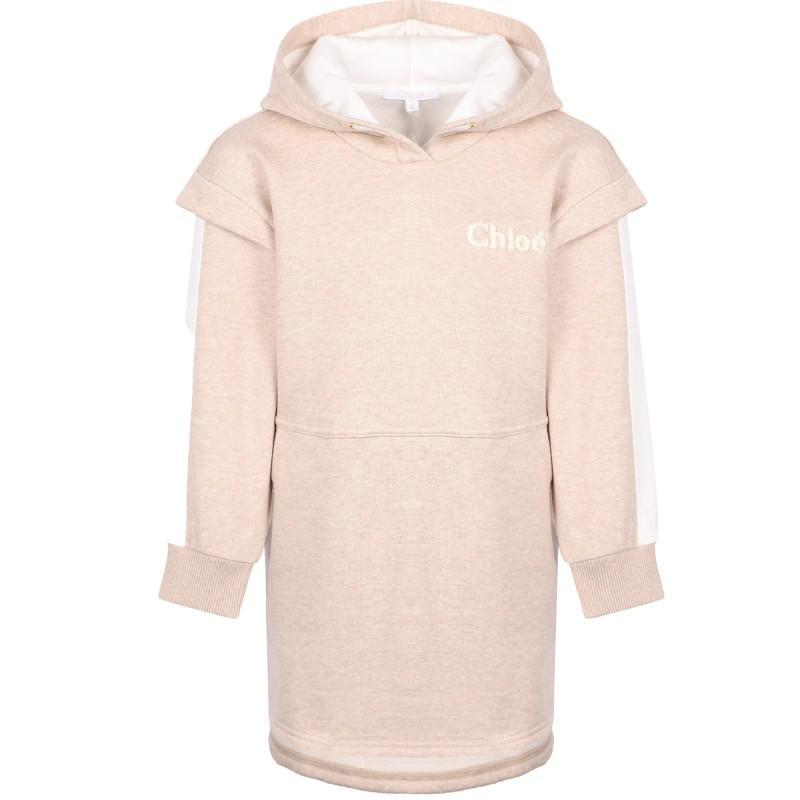商品Chloé|Logo hooded sweatshirt dress in light beige,价格¥1323-¥1436,第1张图片