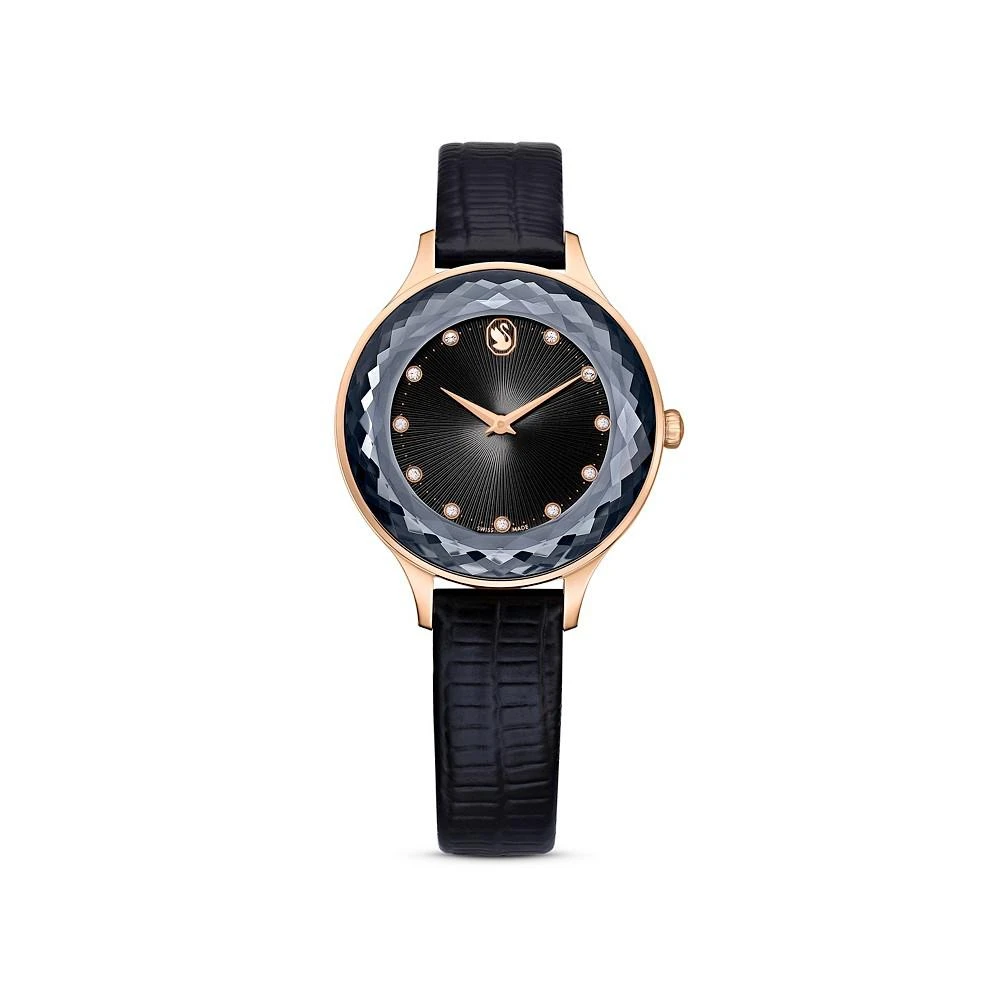 商品Swarovski|Women's Analog Swiss Made Octea Nova Black Leather Strap Watch, 33mm,价格¥2425,第1张图片