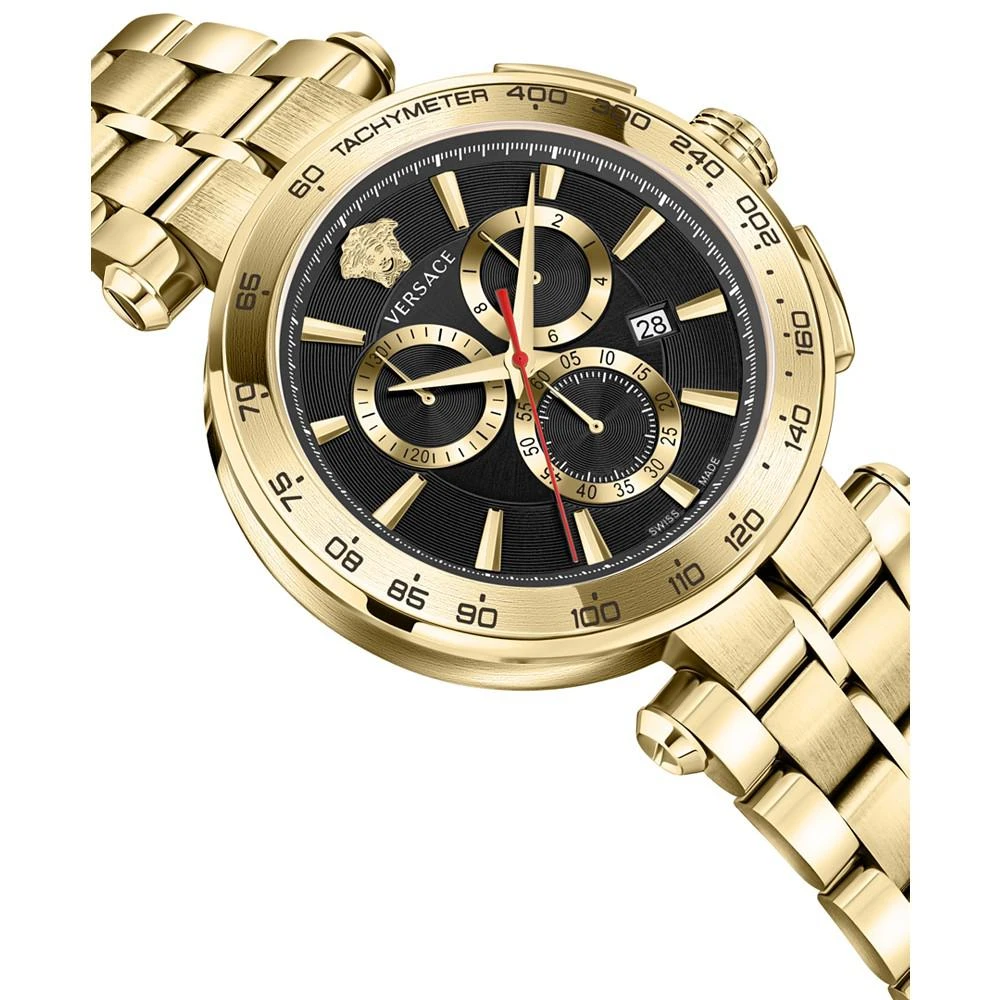 商品Versace|Men's Swiss Chronograph Aion Gold Ion Plated Stainless Steel Bracelet Watch 45mm,价格¥11260,第3张图片详细描述