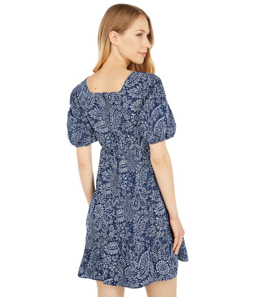 Poplin Puff-Sleeve Tiered Babydoll Dress in Paisley Garden商品第2张图片规格展示