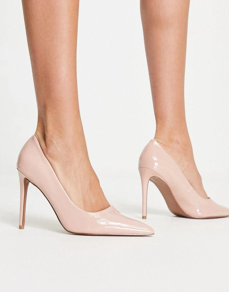 商品ASOS|ASOS DESIGN Penza pointed high heeled court shoes in beige patent,价格¥178,第1张图片