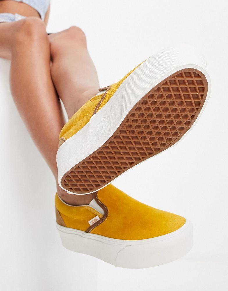 商品Vans|Vans Classic slip-on stackform suede trainers in yellow,价格¥740,第4张图片详细描述