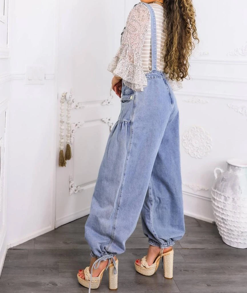 Surelymine - Women’s Relaxed Denim Overalls Wide-leg Boho Style With Pockets 商品