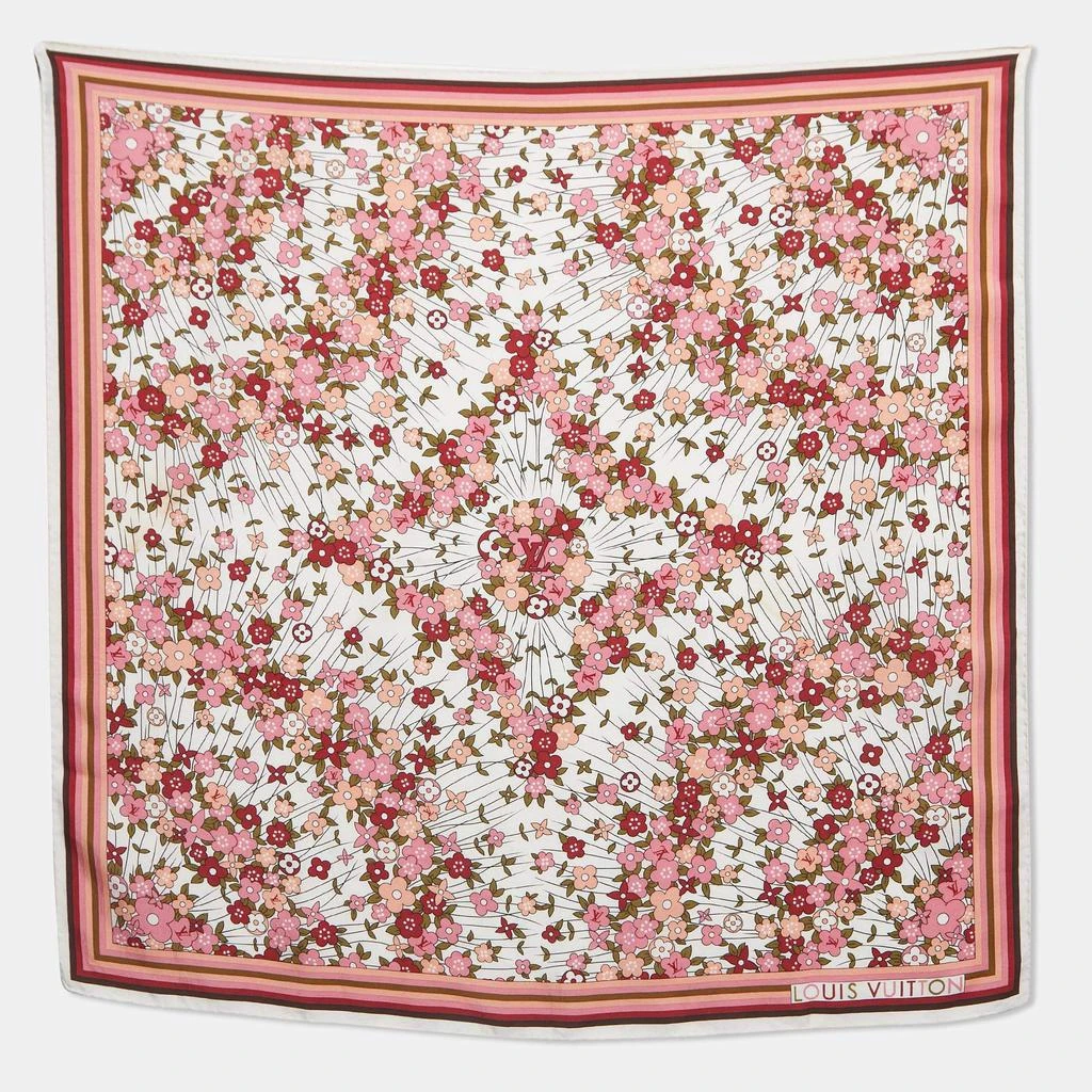 商品[二手商品] Louis Vuitton|Louis Vuitton White/Maroon Floral Print Silk Olivia Scarf,价格¥3203,第1张图片