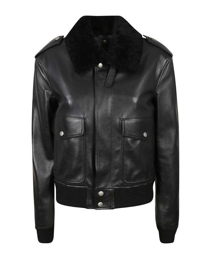 商品Yves Saint Laurent|Fur Collar Leather Jacket,价格¥18824,第1张图片