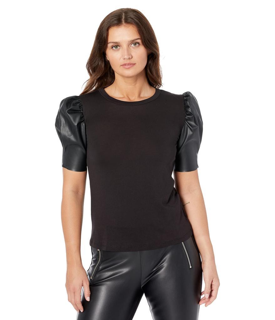 商品Michael Kors|Petite T-Shirt w/ Leather Sleeve,价格¥380,第1张图片