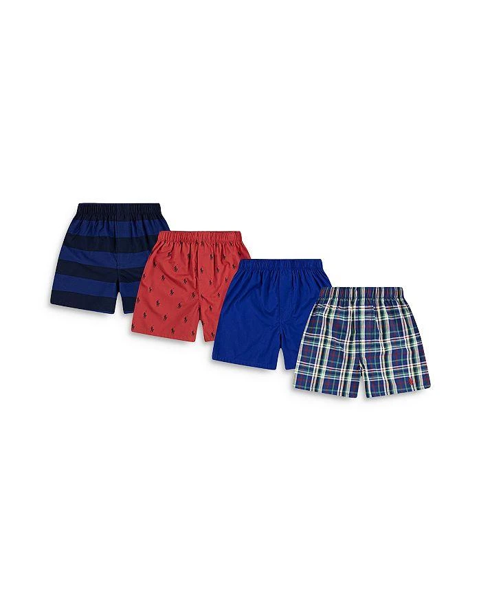 商品Ralph Lauren|Boys' Polo Ralph Lauren Woven Boxers, Pack of 4 - Big Kid,价格¥301,第1张图片详细描述