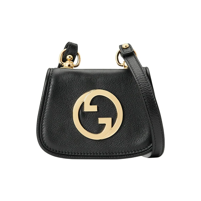 商品Gucci|Gucci/古驰 女士黑色皮革双GLogo复古金扣马鞍包单肩斜挎包,价格¥3495,第1张图片