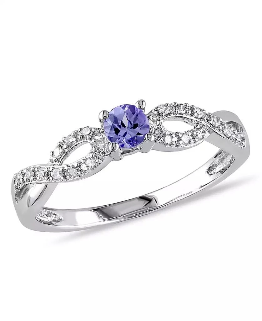 商品Macy's|Tanzanite (1/6 ct. t.w.) and Diamond (1/10 ct. t.w.) Sterling Silver, Infinity Ring,价格¥1016,第1张图片