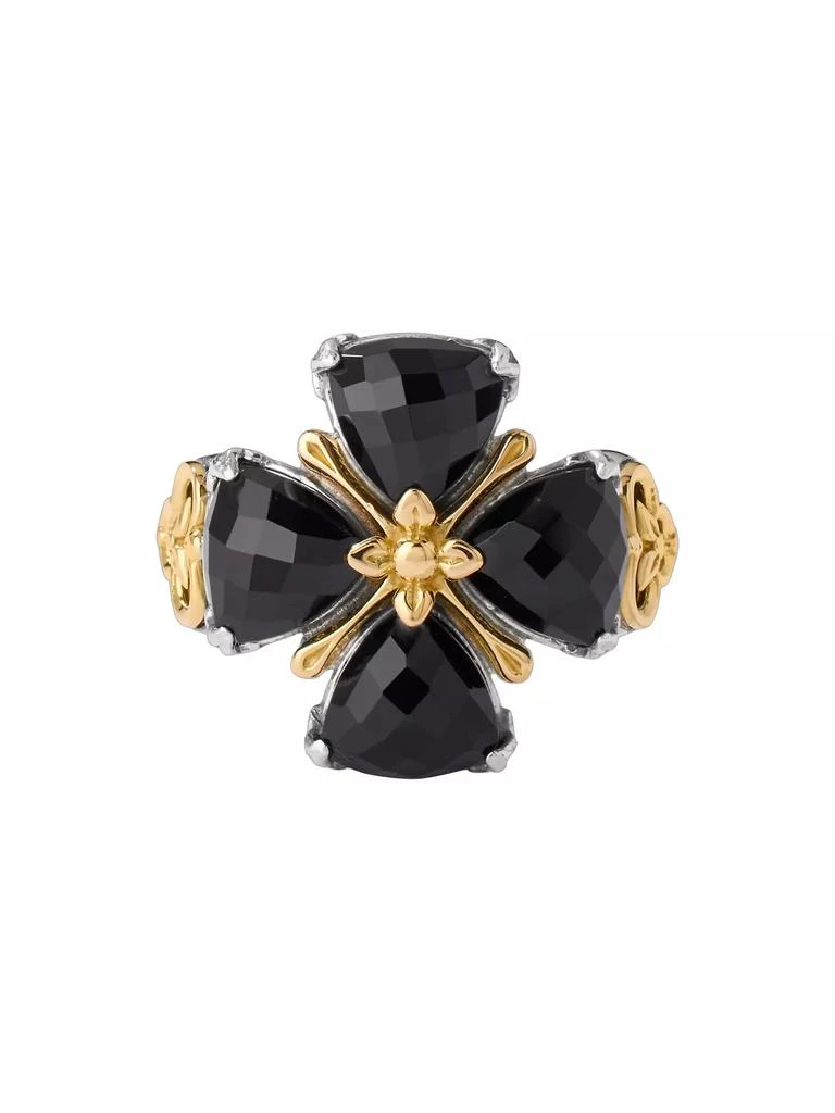 商品Konstantino|Anthos Prism Sterling Silver, 18K Yellow Gold &amp; Black Onyx Flower Ring,价格¥4724,第3张图片详细描述