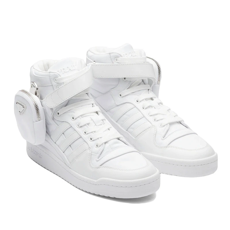 商品Prada|【预售3-7天】普拉达 22年早春新款 ADIDAS联名系列 男女同款白色哑光皮革和再生尼龙高帮运动鞋2TG193_3LJX_F01CD,价格¥7382,第6张图片详细描述