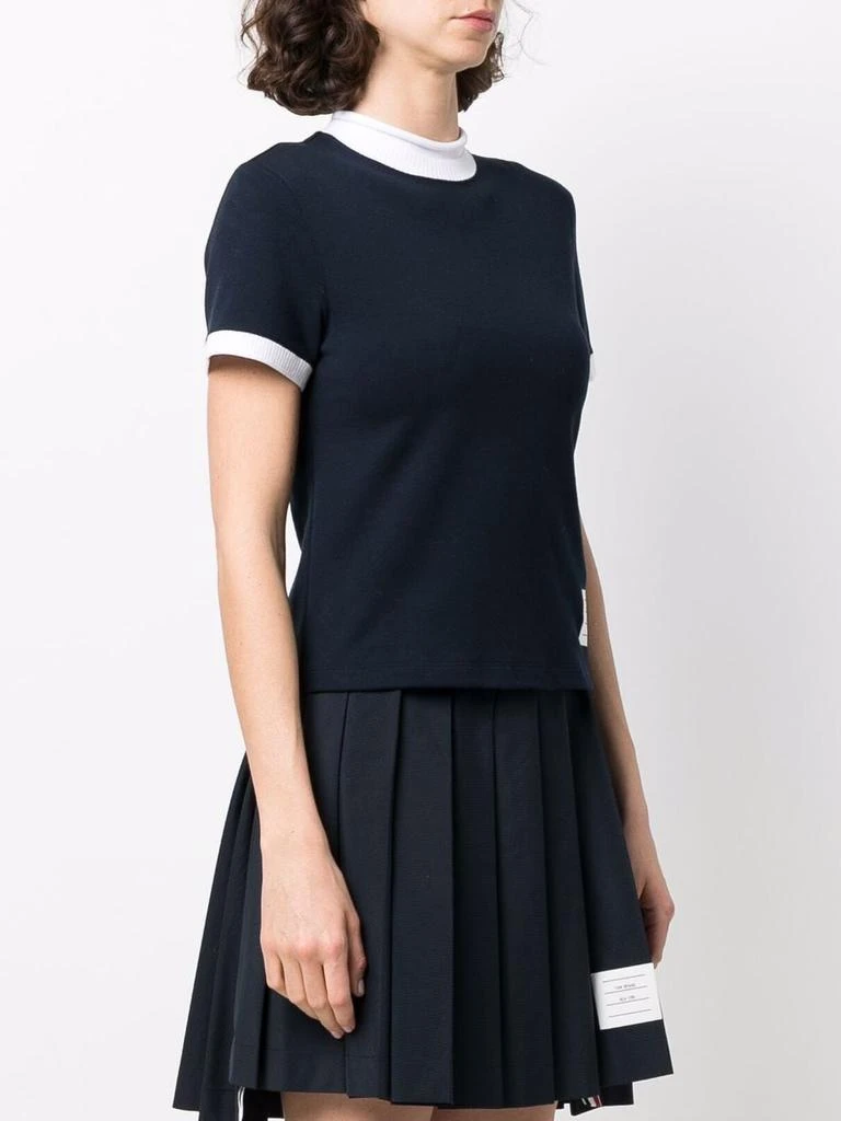 商品Thom Browne|THOM BROWNE WOMEN SHORT SLEEVE ROLL NECK TEE IN COTTON MILANO,价格¥1465,第1张图片