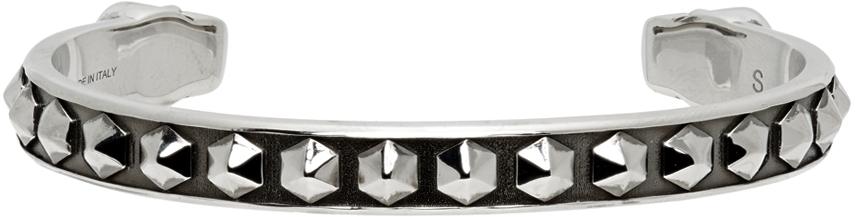Silver Skull Studs Cuff Bracelet商品第4张图片规格展示