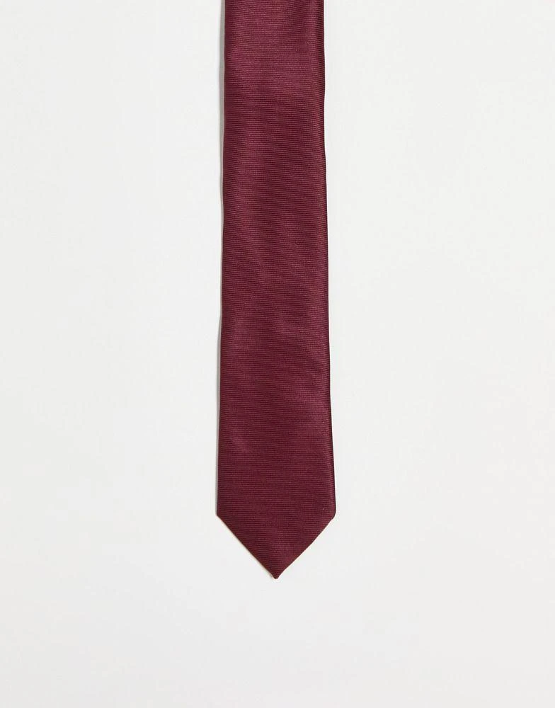商品ASOS|ASOS DESIGN slim tie in burgundy,价格¥91,第1张图片