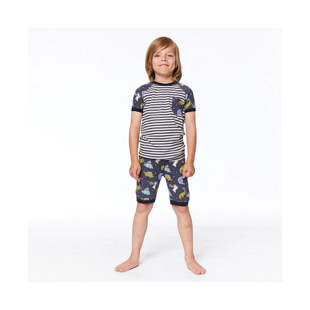 商品Deux par Deux|Boy Organic Two Piece Short Pajama Set Black Astro Dinosaur Print - Toddler|Child,价格¥268,第3张图片详细描述