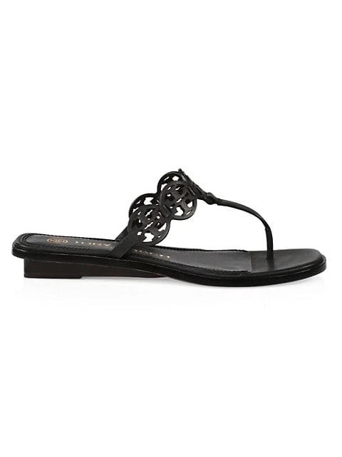 商品Tory Burch|Tiny Miller Leather Cut-Out Wedge Thong Sandals,价格¥692,第1张图片
