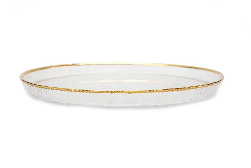 商品Classic Touch Decor|Set of 4 Pebbled Glass Chargers Raised Rim with Gold Border,价格¥1106,第2张图片详细描述