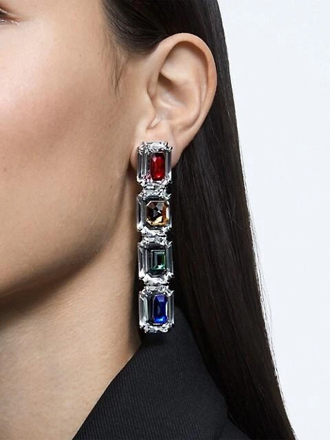 商品Swarovski|Chroma Rhodium-Plated Oversized Crystal Clip-On Earrings,价格¥2450,第3张图片详细描述