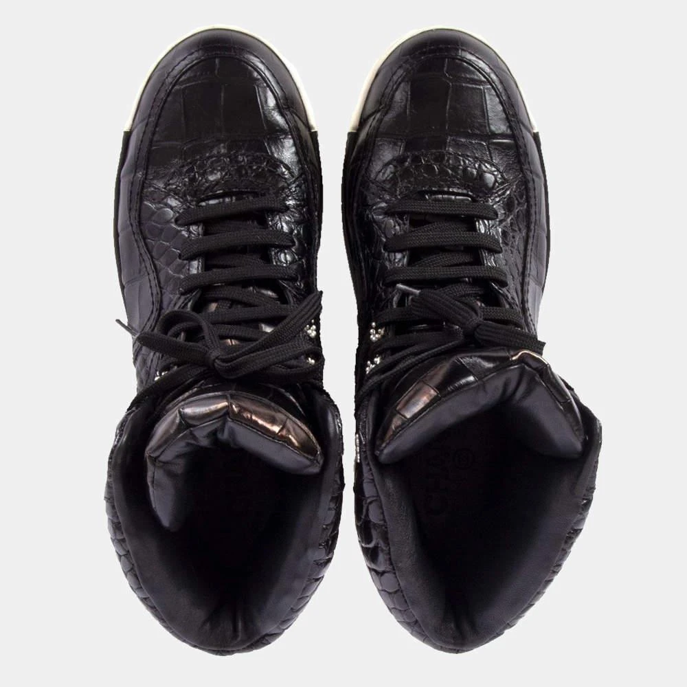 商品[二手商品] Chanel|Chanel Black Crocodile Embossed High Top Sneakers EU 38,价格¥9187,第4张图片详细描述