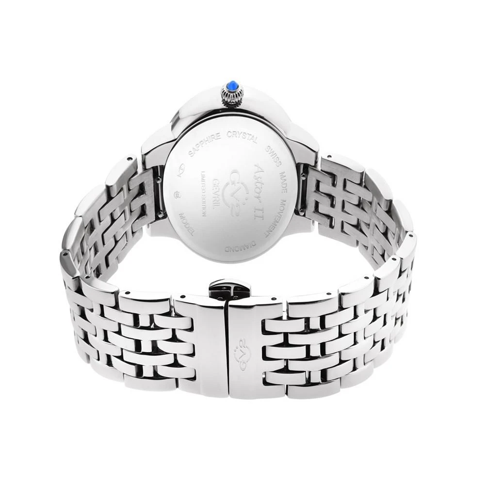 商品Gevril|Women's Astor Ii Swiss Quartz Silver-Tone Stainless Steel Bracelet Watch 38mm,价格¥4310,第3张图片详细描述