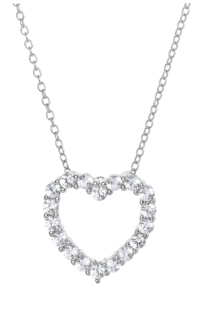 商品Savvy Cie Jewels|Sterling Silver Lab Created White Sapphire Heart Pendant Necklace,价格¥248,第1张图片