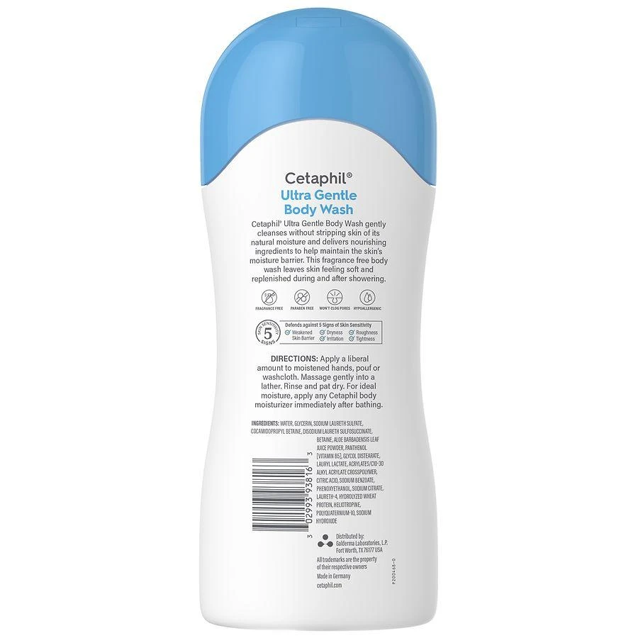 商品Cetaphil|Ultra Gentle Body Wash, Fragrance Free,价格¥82,第2张图片详细描述