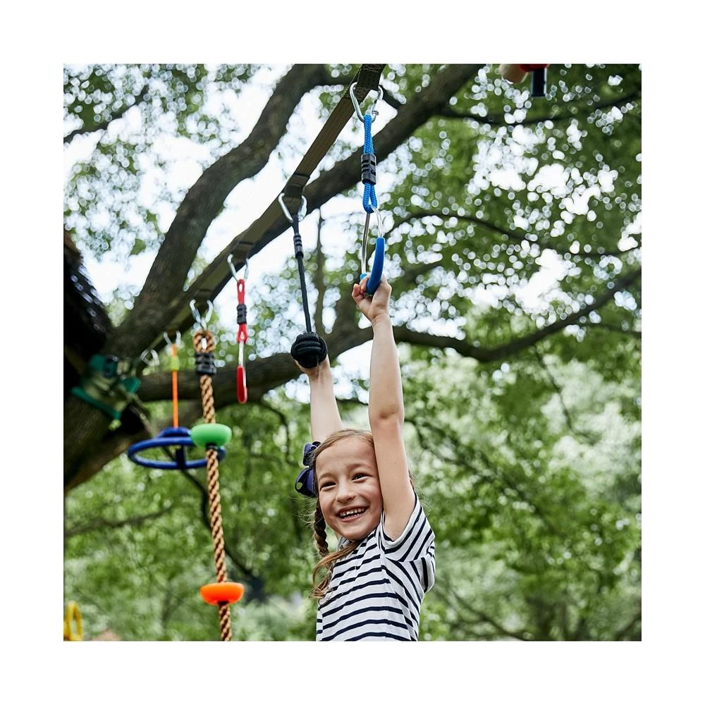 商品Outsunny|Kids Climbing Obstacle Course Set w/ Monkey Bars, Swing, Climbing Rope,价格¥625,第3张图片详细描述