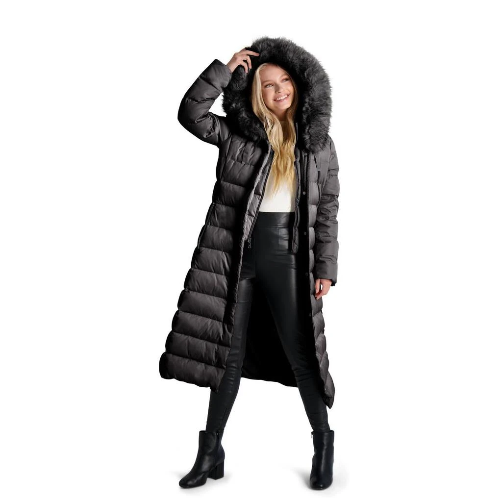 Tahari Nellie Long Coat for Women-Insulated Jacket with Removable Faux Fur Trim 商品