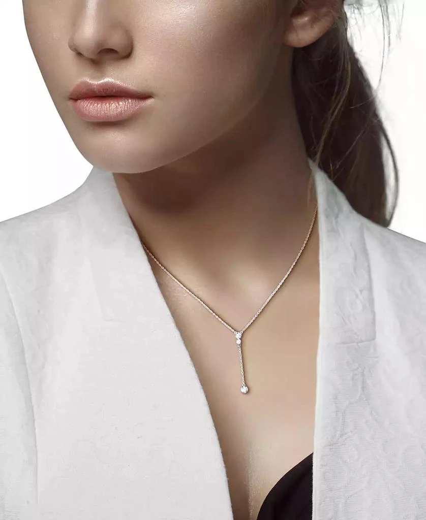 商品Macy's|Moissanite Bezel 17" Lariat Necklace (1/3 ct. t.w.) in Sterling Silver,价格¥786,第2张图片详细描述