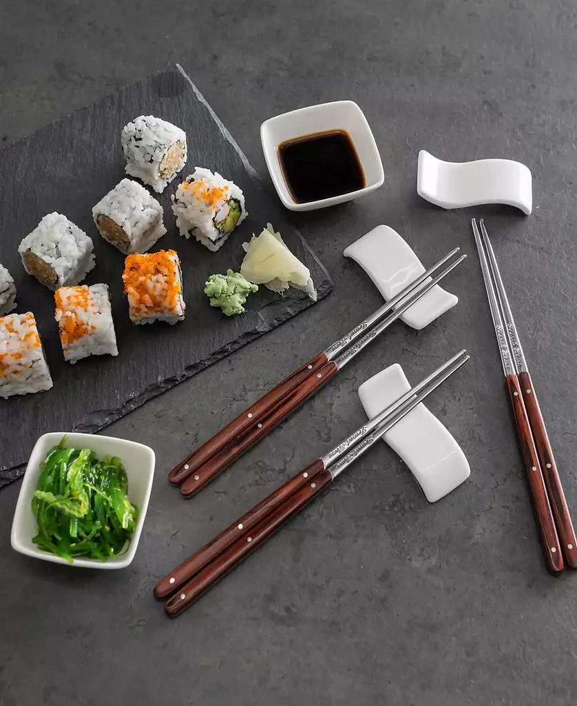 商品French Home|Pakkawood Chopsticks, Ceramic Rests and Sauce Bowls, Set of 4 Pairs,价格¥267,第3张图片详细描述