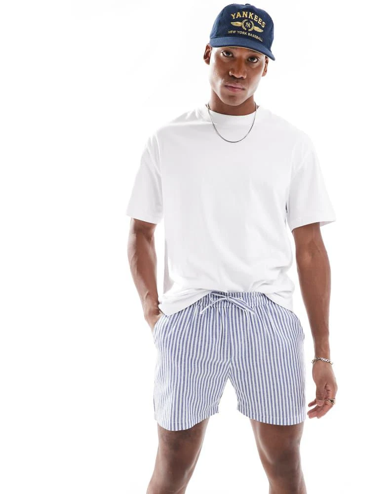 商品Another Influence|Another Influence striped relaxed fit shorts in blue and white,价格¥227,第4张图片详细描述