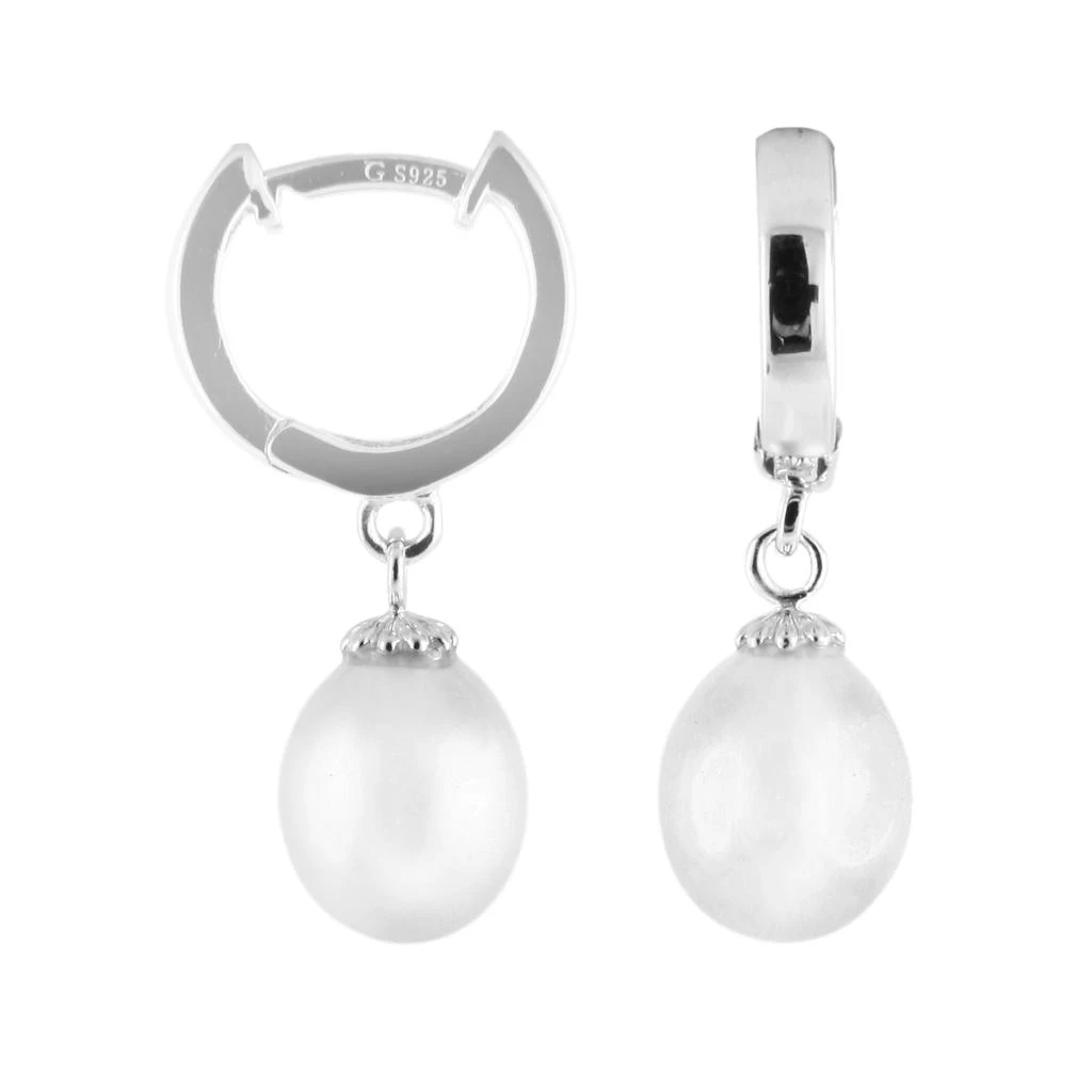 商品Splendid Pearls|Dangling Huggie 8-8.5mm Freshwater Pearl Earrings,价格¥161,第1张图片
