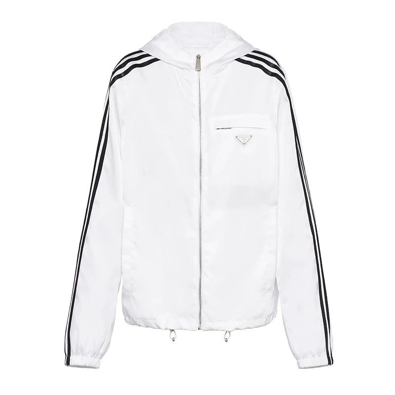 商品Prada|【预售3-7天】普拉达  ADIDAS联名系列 男女同款白色再生尼龙运动连帽夹克SGB964_1WQ8_F0AA1_S_212,价格¥10650,第1张图片