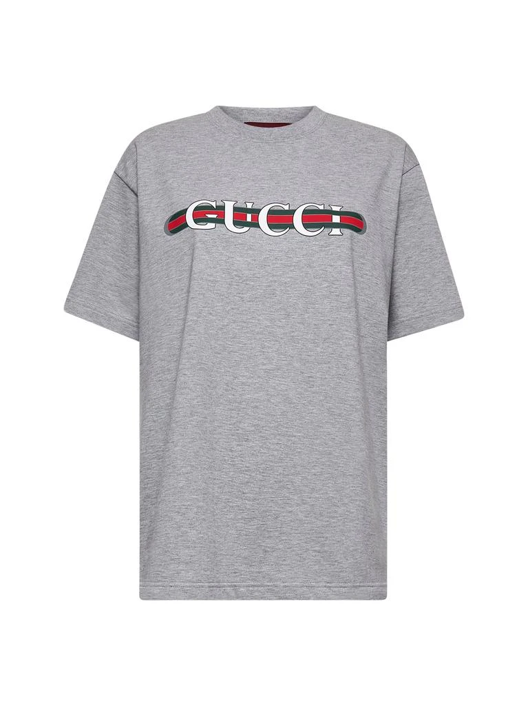 商品Gucci|GUCCI | Grey printed cotton jersey T-shirt | Women | S,价格¥3875,第1张图片