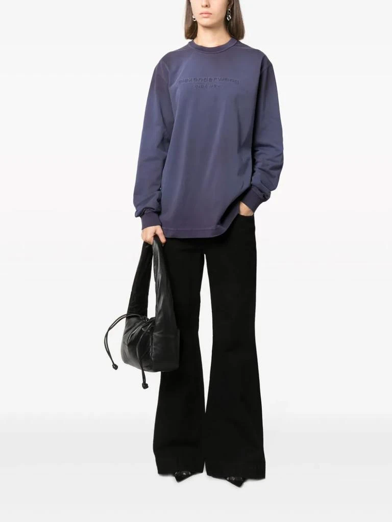 商品Alexander Wang|ALEXANDER WANG WOMEN BI-COLOR LONG SLEEVE TEE WITH EMBOSSED LOGO,价格¥1016,第4张图片详细描述