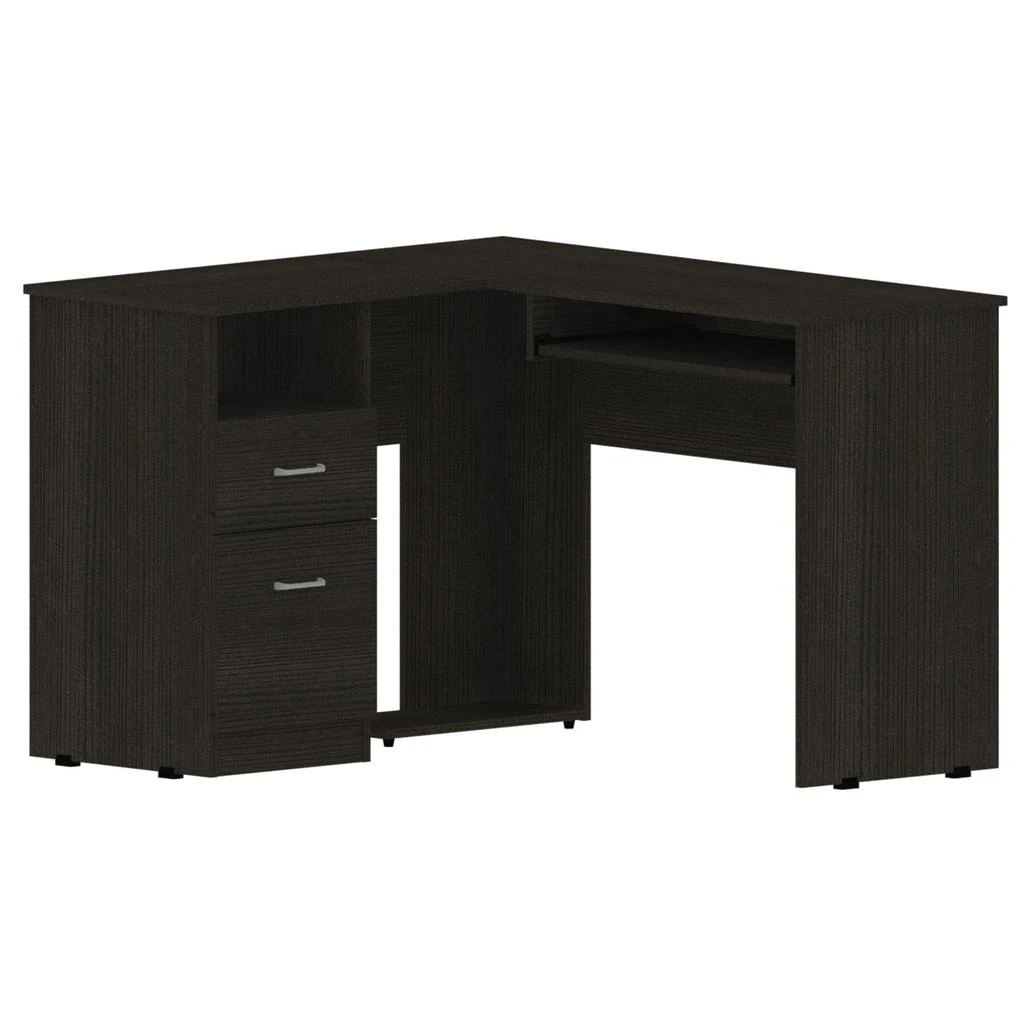 商品Simplie Fun|Glendale 2-Drawer 1-Shelf L-Shaped Computer Desk Black Wengue,价格¥2868,第5张图片详细描述