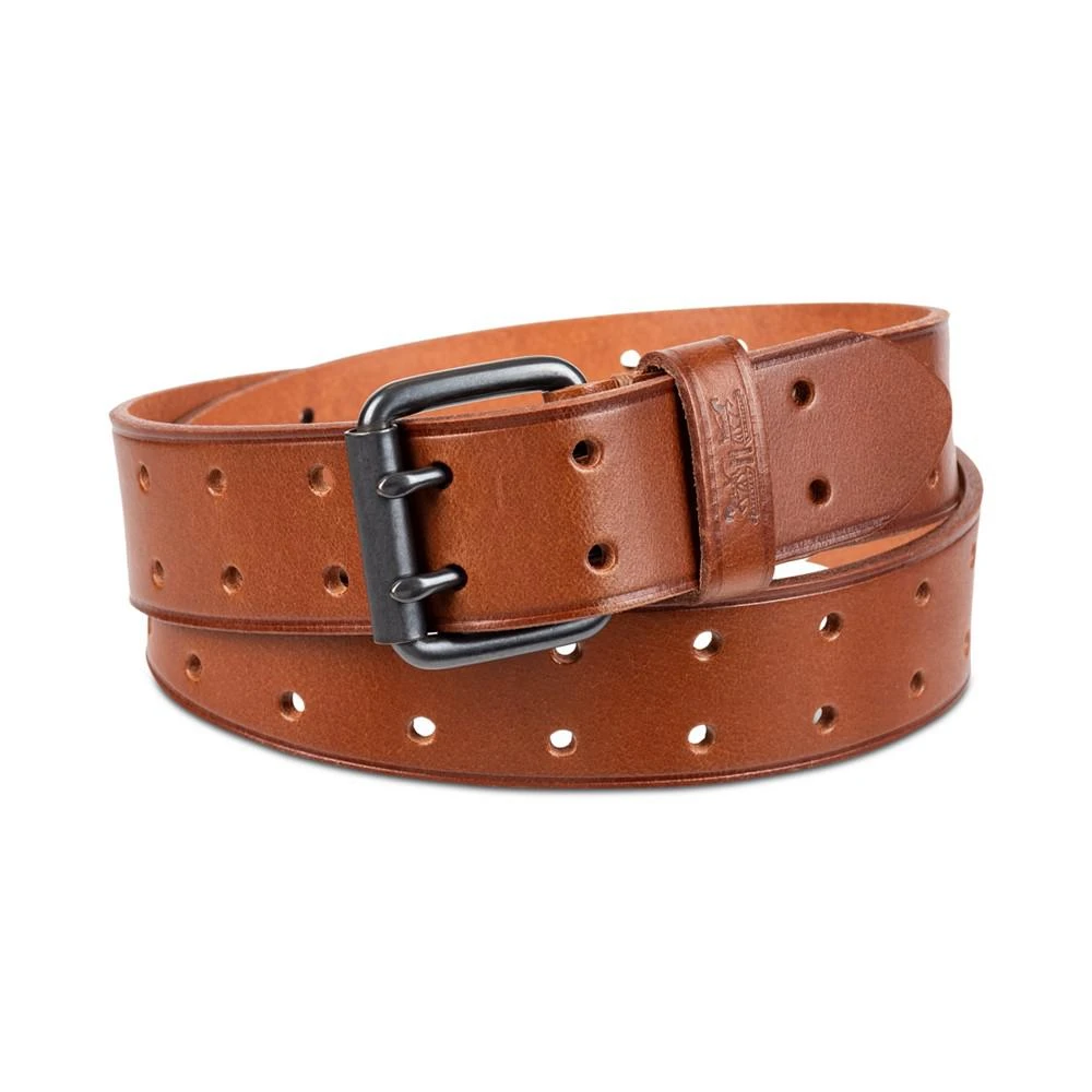 商品Levi's|Men's Leather Perforated Double Prong Workwear Belt,价格¥261,第1张图片