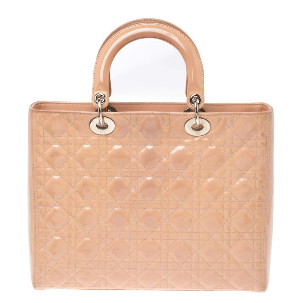 商品[二手商品] Dior|Dior Beige Cannage Patent Leather Large Lady Dior Tote,价格¥7510,第4张图片详细描述