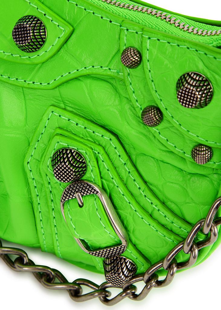 Le Cagole mini green leather cross-body bag商品第3张图片规格展示