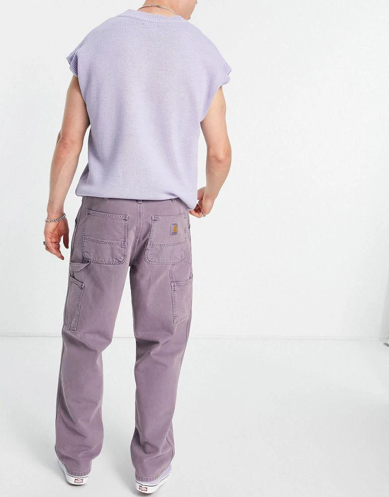 商品Carhartt|Carhartt WIP single knee worker straight leg trousers in washed purple,价格¥1187,第2张图片详细描述