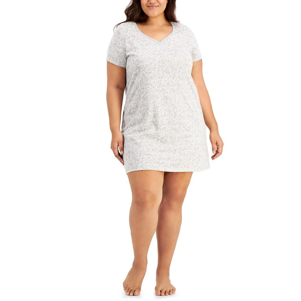 商品Charter Club|The Everyday Cotton Plus Size Sleep Shirt, Created for Macy's,价格¥61,第1张图片