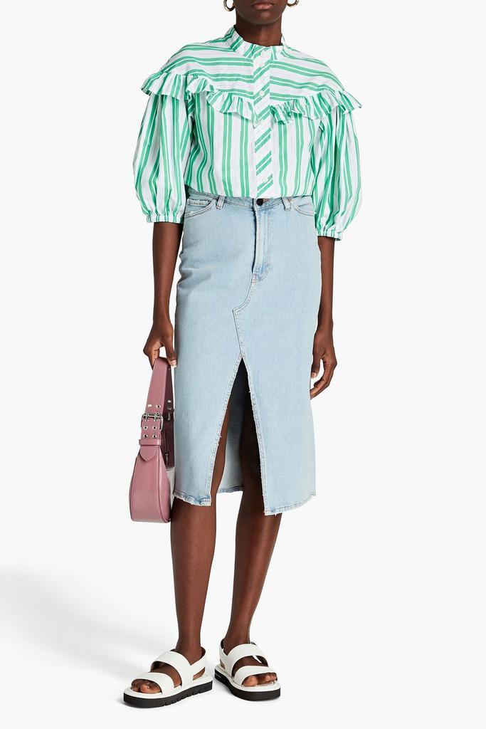 商品Ganni|Ruffle-trimmed striped organic cotton-poplin shirt,价格¥690,第6张图片详细描述