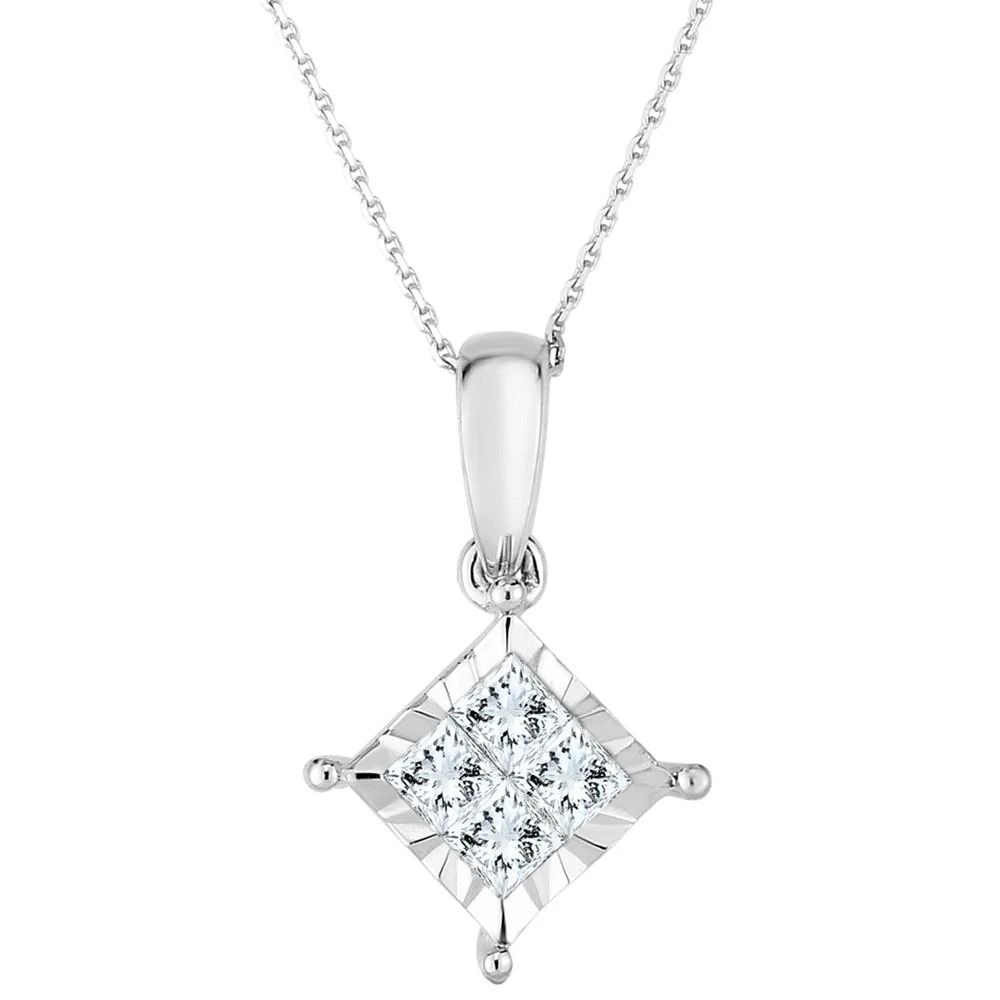 商品TruMiracle|Princess Quad 18" Pendant Necklace (3/4 ct. t.w.) in 14k White Gold,价格¥4025,第1张图片