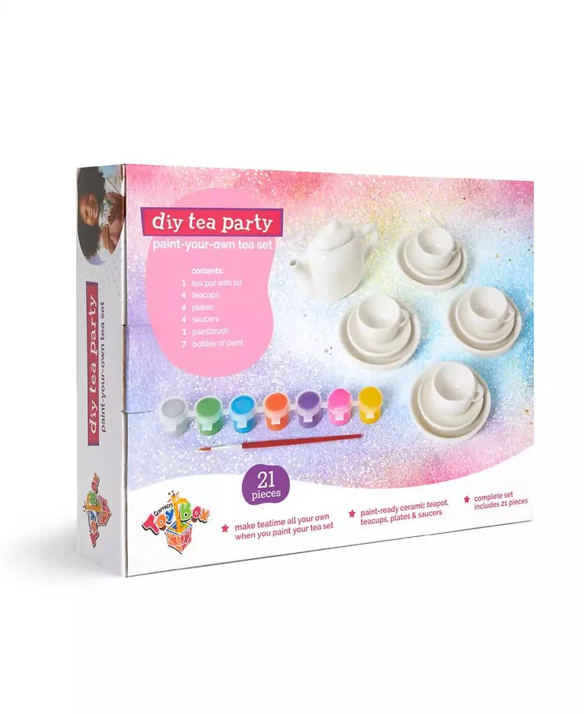 商品Geoffrey's Toy Box|DIY Tea Party Paint-Your-Own 21 Pieces Tea Set, Created for Macy's,价格¥182,第3张图片详细描述