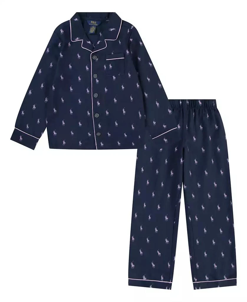 商品Ralph Lauren|Polo Little Girls Woven Long Sleeve Pajamas, 2-Piece Set,价格¥445,第1张图片