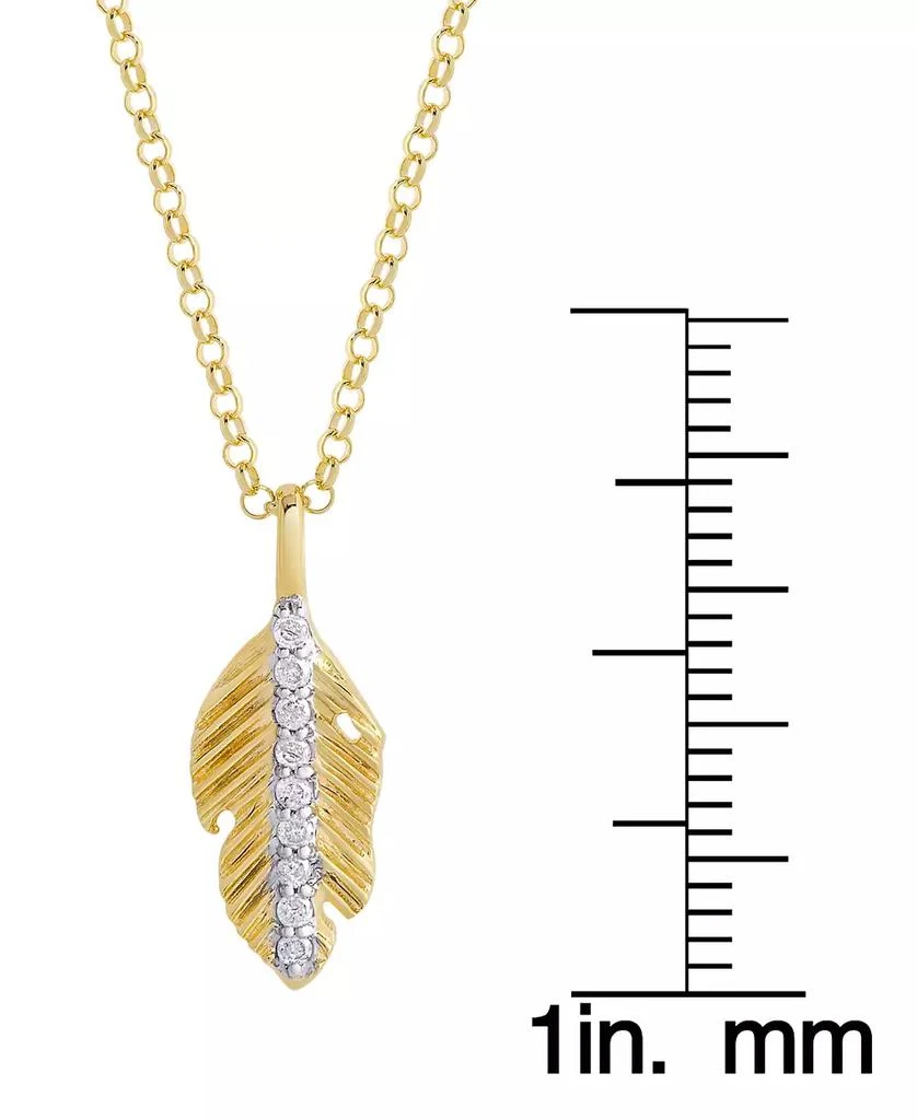 商品Macy's|Diamond 1/10 ct. t.w. Leaf Pendant Necklace in 14K Yellow Gold over Sterling Silver,价格¥1893,第4张图片详细描述