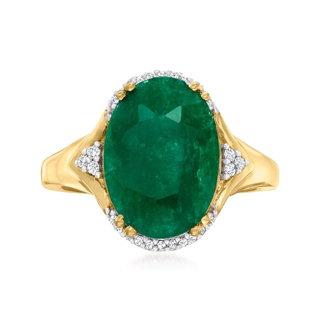 商品Ross-Simons|Emerald Ring With Diamond Accents in 18kt Gold Over Sterling,价格¥1019,第1张图片