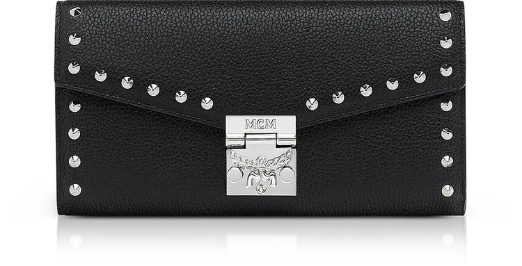 商品MCM|MCM Large Studded Black Patricia Park Avenue Flap Wallet,价格¥3852,第1张图片