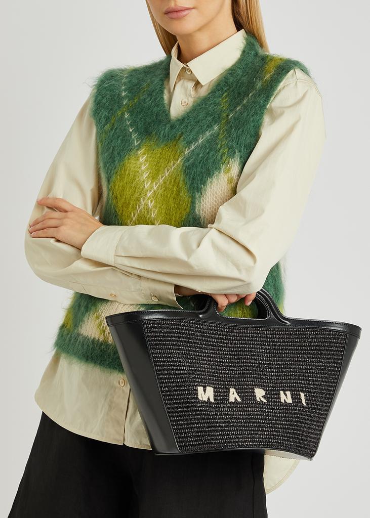 Tropicalia small leather and raffia basket bag商品第5张图片规格展示