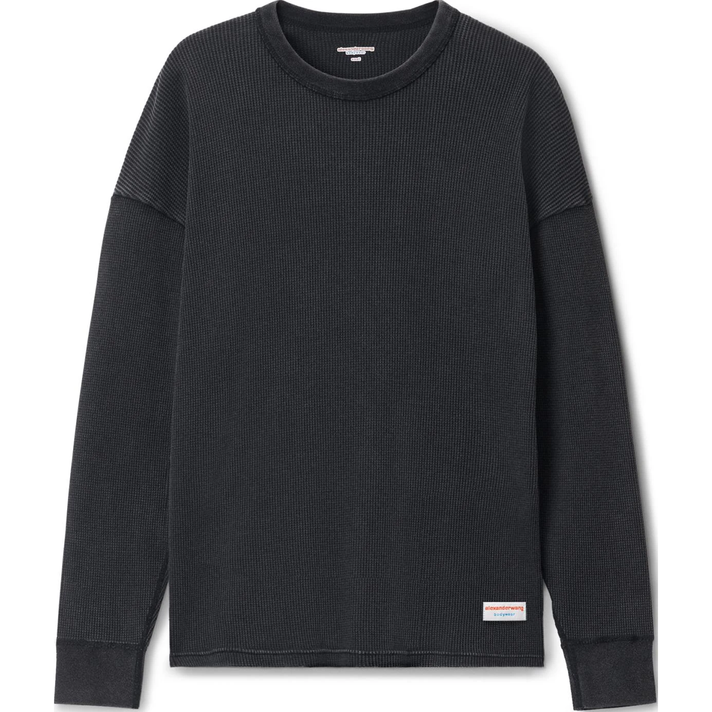 商品[国内直发] Alexander Wang|alexander wang亚历山大王 Bodywear系列 华夫格针织圆领长袖T恤 男女同款 黑色,价格¥902,第1张图片